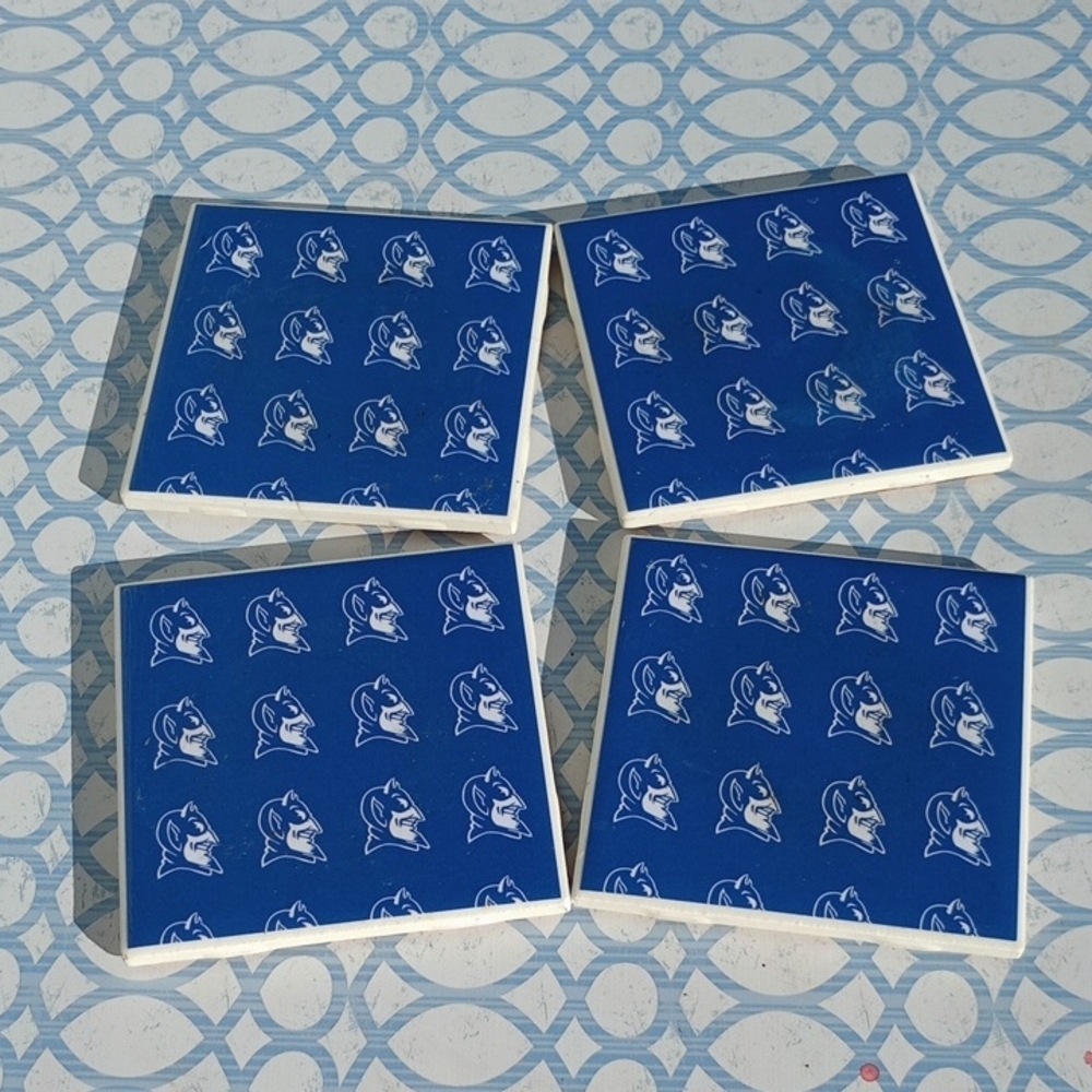 💙 Duke Blue Devil Coasters – Set of 4 – College Sports Fan Decor